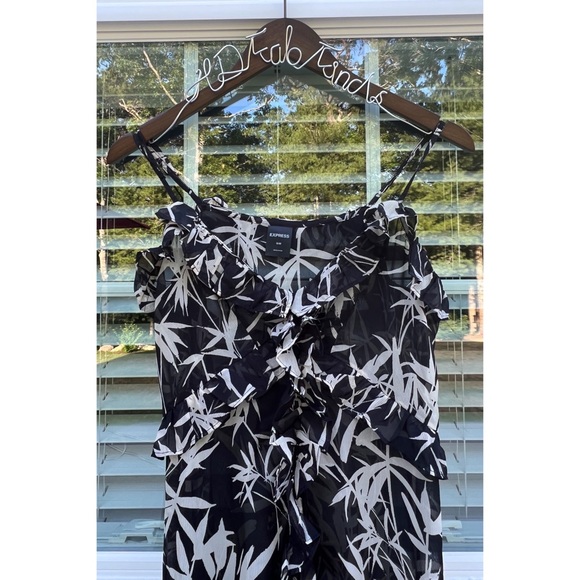 NWOT Express Palm Print Sheer Maxi Top - Picture 5 of 7